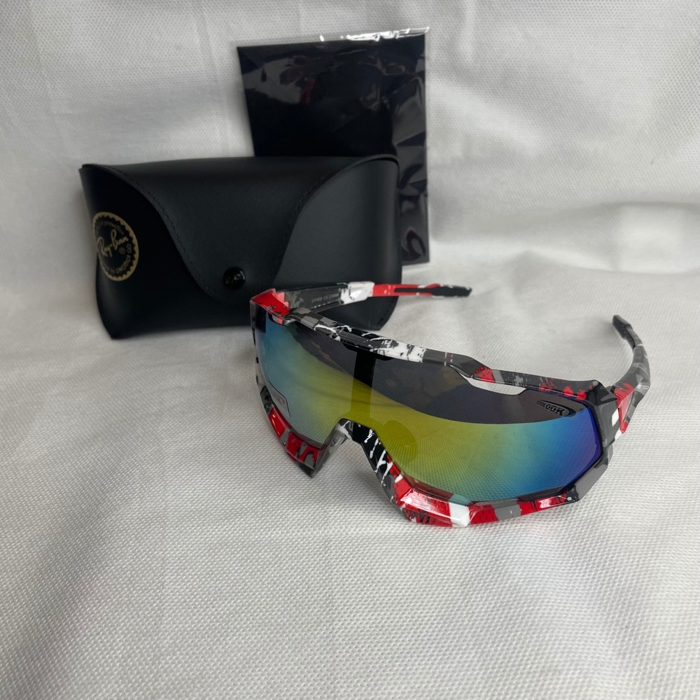 CooLook High Performance Polarized Sunglasses Retro Wrap Miami Sports Frame Red